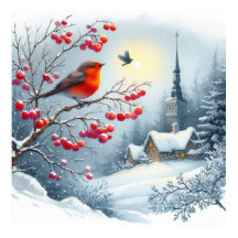 Red Bird and Winter Landscape 4