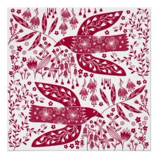 Red Bird Art Poster