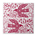Red Bird Art Tile<br><div class="desc">Red and white doves for peace.  Original art by Nic Squirrell.</div>