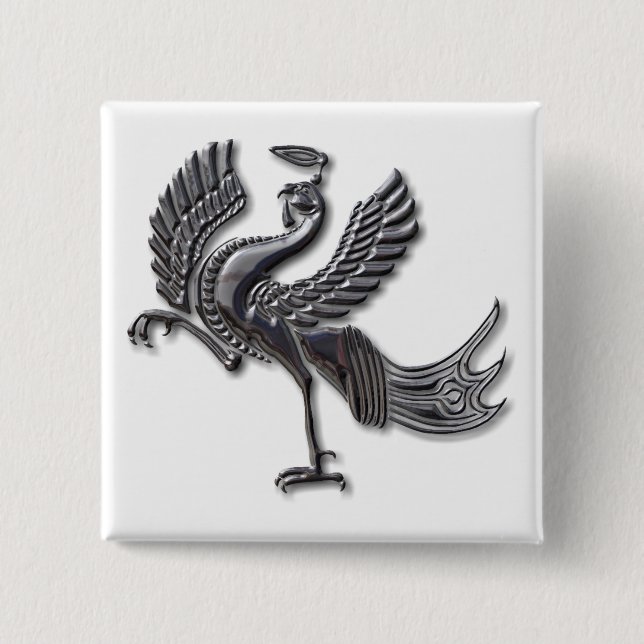 Red Bird blk glass 15 Cm Square Badge (Front)