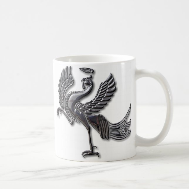 Red Bird blk glass Coffee Mug (Right)