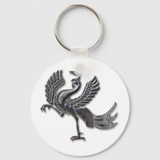Red Bird blk glass Key Ring