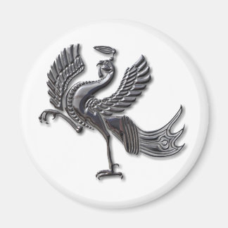 Red Bird blk glass Magnet