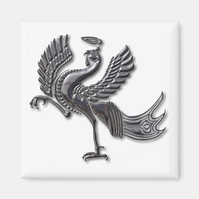 Red Bird blk glass Magnet (Front)