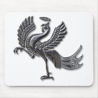 Red Bird blk glass Mouse Mat