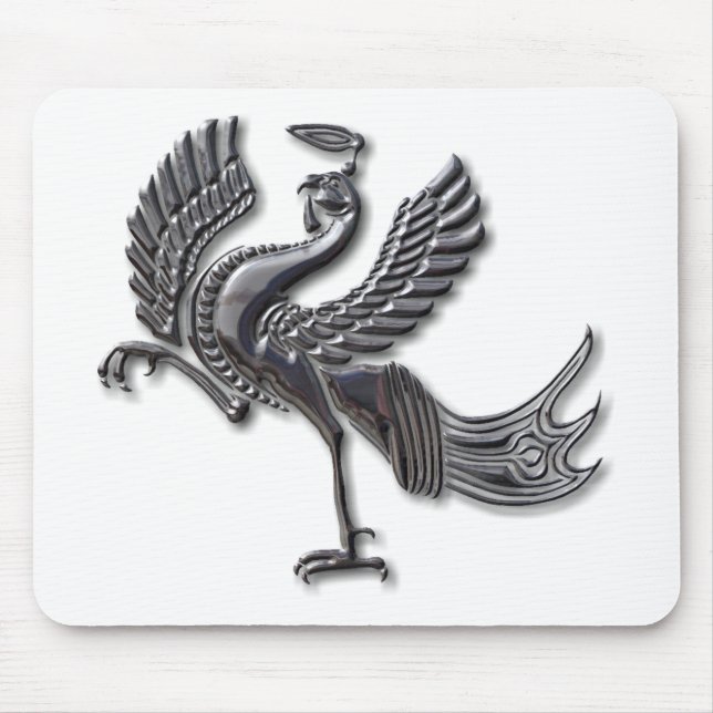 Red Bird blk glass Mouse Mat (Front)