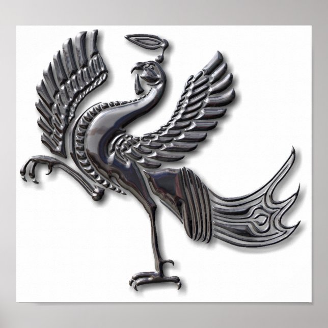 Red Bird blk glass Poster (Front)