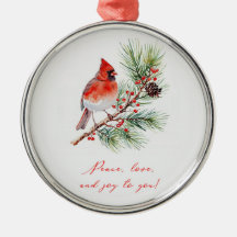 Red Bird Cardinal Christmas Ornament