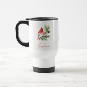 Red Bird Cardinal Christmas Travel Mug