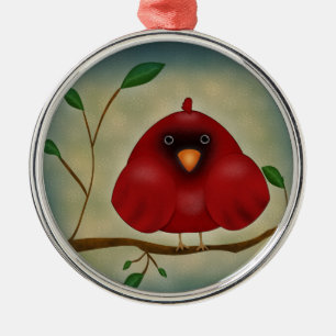 Red Bird Cardinal Metal Tree Decoration