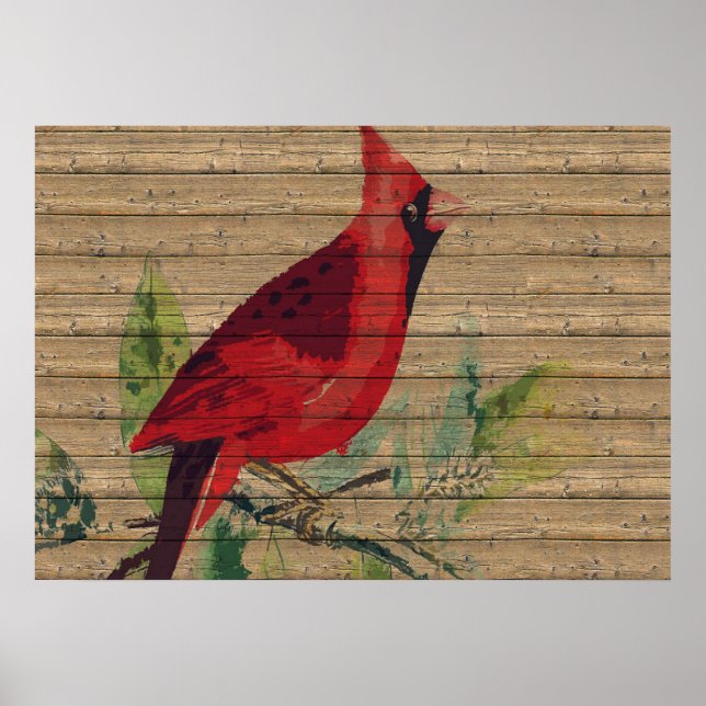 Red Bird Cardinal Photo Nature Wall Poster (Front)