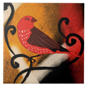 Red Bird Ceramic Tile 