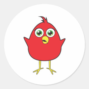 Red Bird Classic Round Sticker