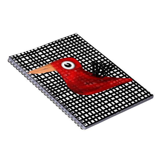 Red Bird Gingham Organic Rupydetequila lines Black Notebook (Right Side)
