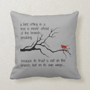 Red Bird in Tree, Have faith in yourself Cushion