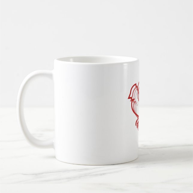 red bird layered animal coffee mug (Left)