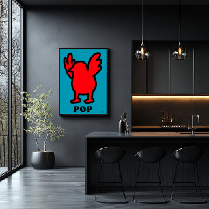 Red Bird Pop Art Poster – Fun Cartoon Animal Desig