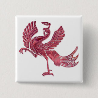 Red Bird red glass 15 Cm Square Badge