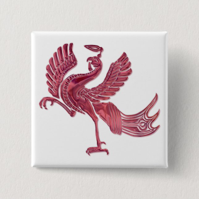 Red Bird red glass 15 Cm Square Badge (Front)