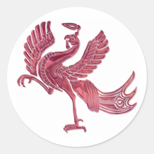 Red Bird red glass Classic Round Sticker (Front)