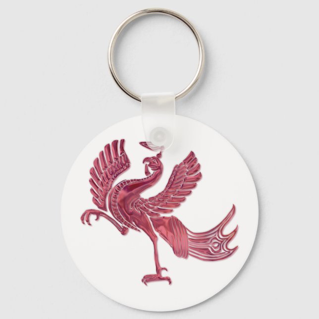 Red Bird red glass Key Ring (Front)