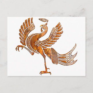 Red bird rust blk postcard