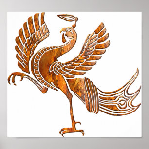 Red bird rust blk poster