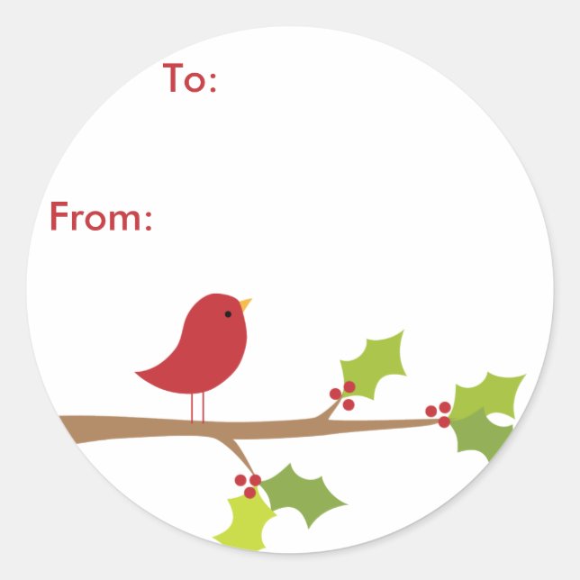 Red Bird Sticker Gift Tags (Front)