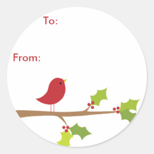Red Bird Sticker Gift Tags