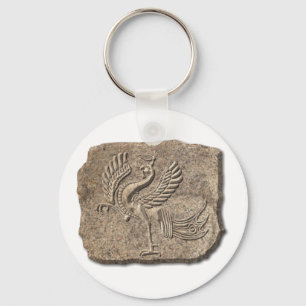 Red bird stone key ring