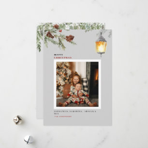 Red Bird Winter Foliage Photo Christmas  Holiday Card