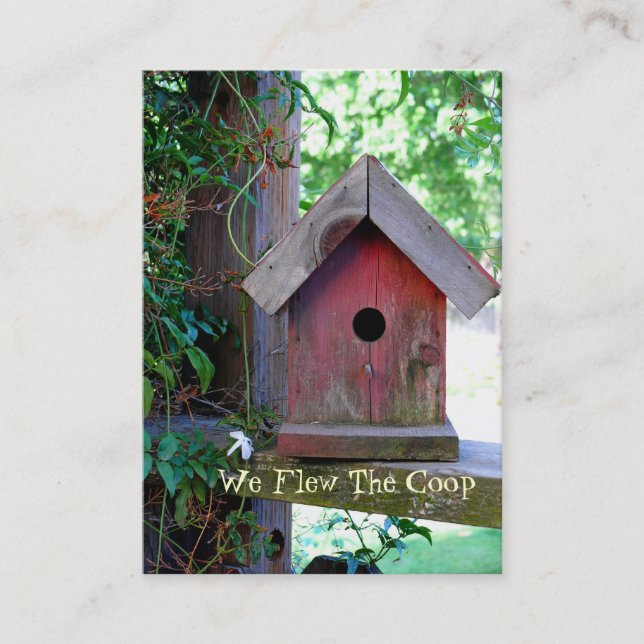 Red Birdhouse New Address Business Card (Front)