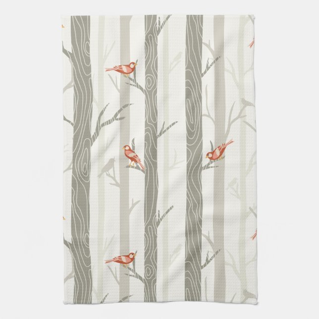Red birds on Aspen Kitchen Towels (Vertical)