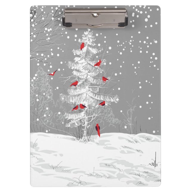 Red Birds, White Christmas Clipboard (Front)