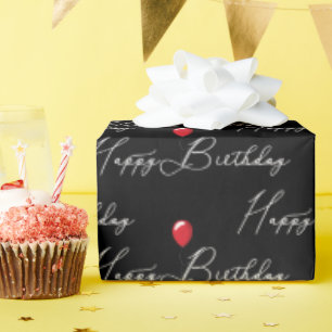 Red Birthday Balloon With Text Wrapping Paper