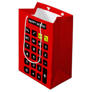 Red Birthday Calculator   Medium Gift Bag