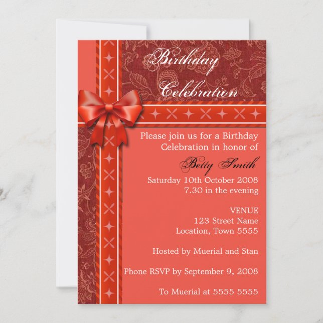Red Birthday Invitation (Front)