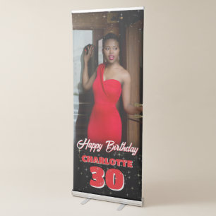 Red Birthday Party Celebration Photo Welcome  Retractable Banner
