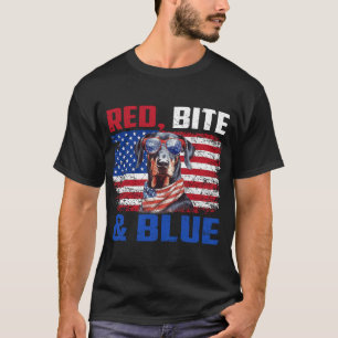 Red Bite And Blue Natural Ear Doberman Dog Lover T-Shirt