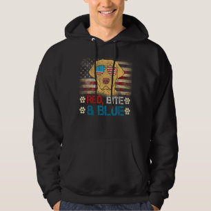 Red Bite Blue Labrador Retriever American Usa Flag Hoodie