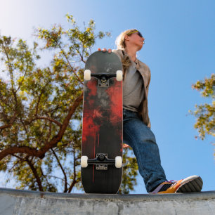 Red Black Abstract Art Skateboard