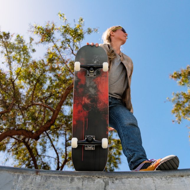 Red Black Abstract Art Skateboard (Outdoor 1)