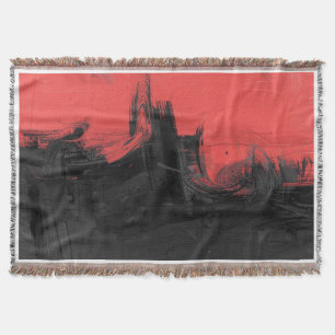 Red & Black Abstract Expressionism Art Throw Blanket
