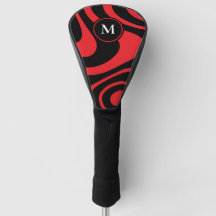 Red Black Abstract Modern Personalised Initial