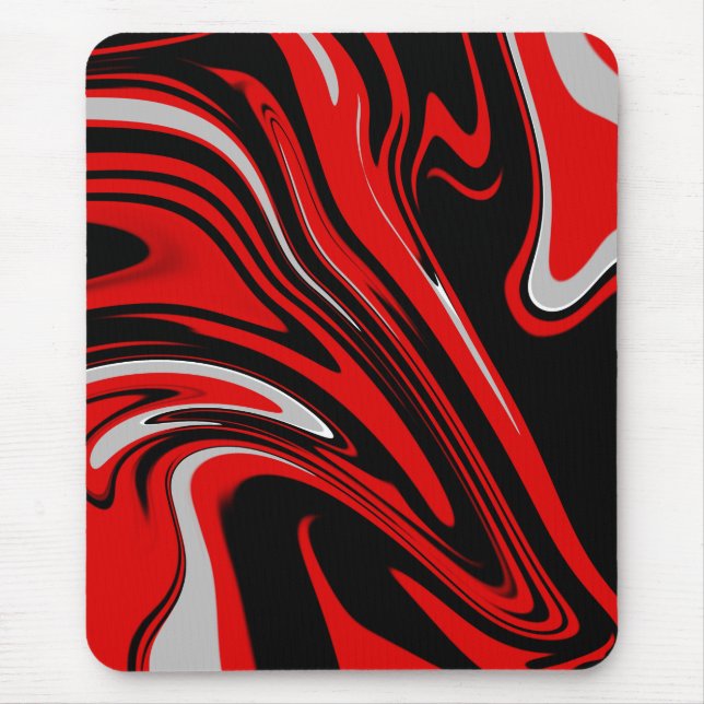 Red & Black Abstract  Mouse Mat (Front)