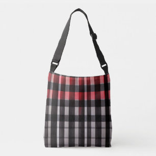 Red Black Abstract Plaid Modern Collection Crossbody Bag