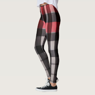 Red Black Abstract Plaid Modern Collection Leggings