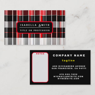 Red Black Abstract Plaid Popular Collection Business Card