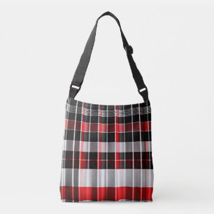 Red Black Abstract Plaid Popular Collection Crossbody Bag