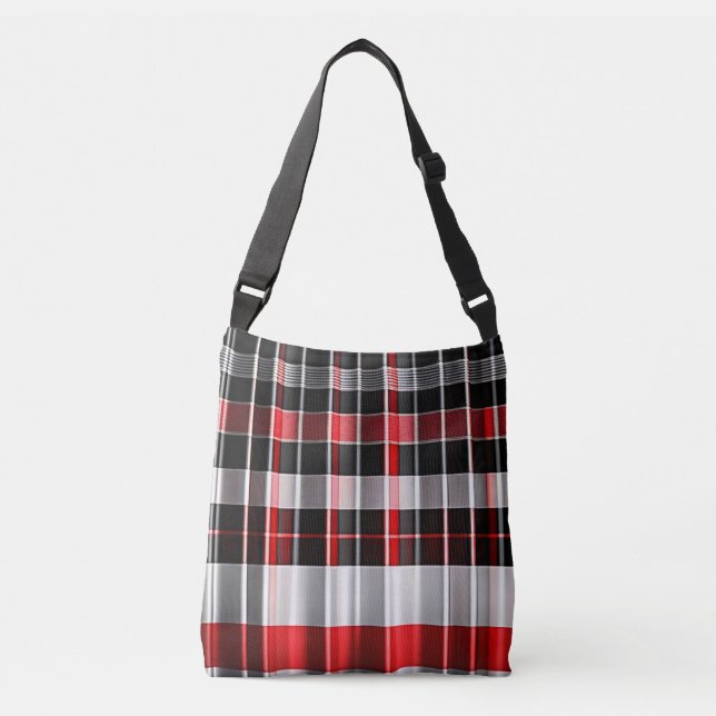Red Black Abstract Plaid Popular Collection Crossbody Bag (Front)